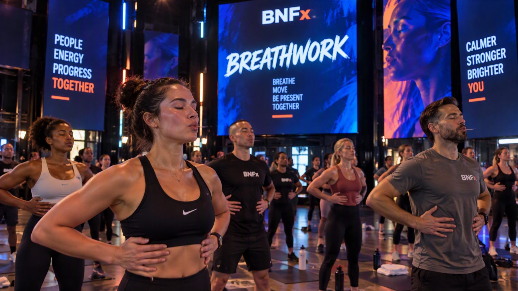 Una lezione BNFx che respira insieme, mani sulla pancia, per recuperare e ritrovare la concentrazione