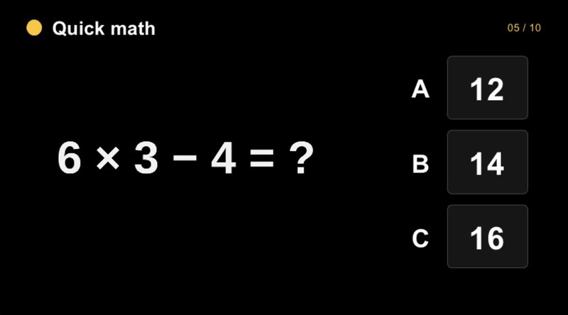 6 × 3 − 4 = ?